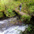 TJ crossing the river on a log. TJ crossing the river on a log.