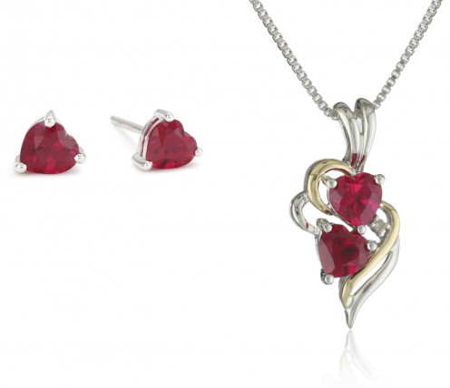 This necklace and earrings with ruby gemstones would surely look fantastic on your Mother.