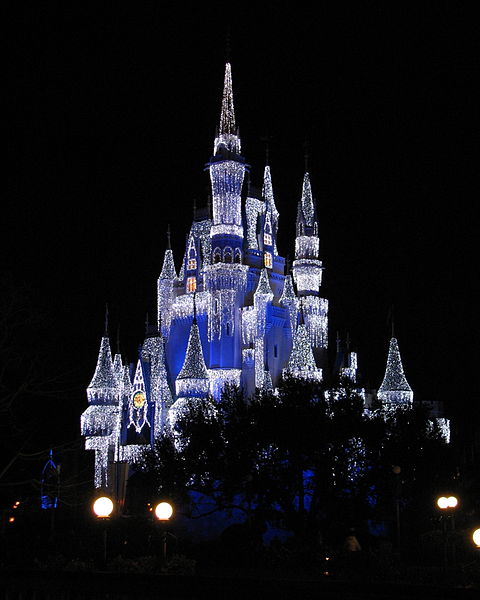 During the Christmas Party at Magic Kingdom, the castle is transformed.