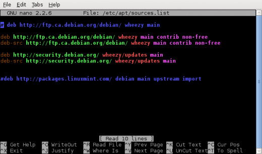 Debian Linux sources list example