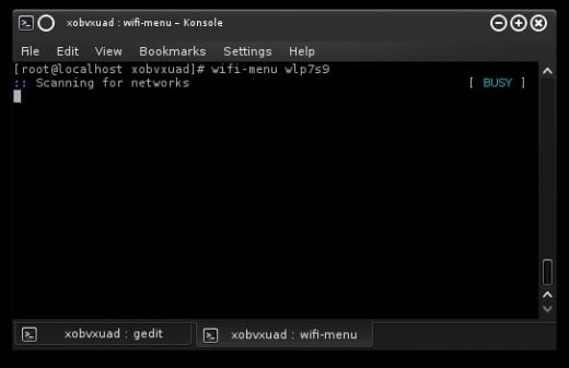 An example of wifi-menu  being used with the interface wlp7s9, on Arch Linux (x86) 64 bit.