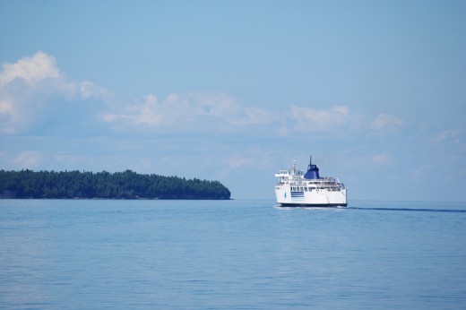Chi-Cheemaun Ferry sails by a Fathom Five island.