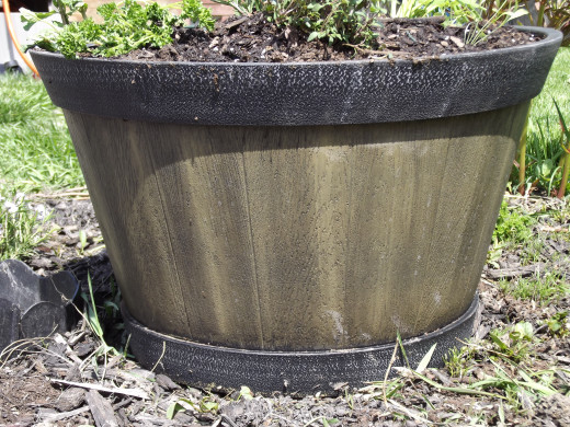20" Fiberglass whiskey barrel--Lowes, $19.00 20" Fiberglass whiskey barrel--Lowes, $19.00