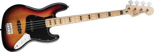 The Squier VM 70s Jazz Bass is also available with a 3-tone sunburst or black finish on the body.