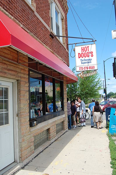 Hot Doug's Hot Dogs And Sausages In Chicago.
