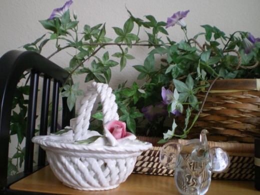 Woven porcelain flower basket