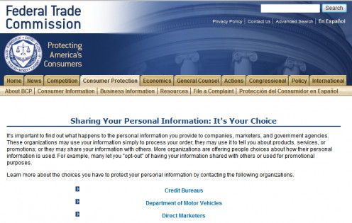 The Consumer Protection page of the Federal Trade Commission of the United States.