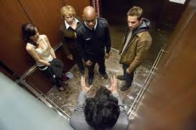 Devil (2010), this movie centers around 5 people of dubious character on an elevator. SOMEONE on the elevator is NOT who he/she APPEARS to be............