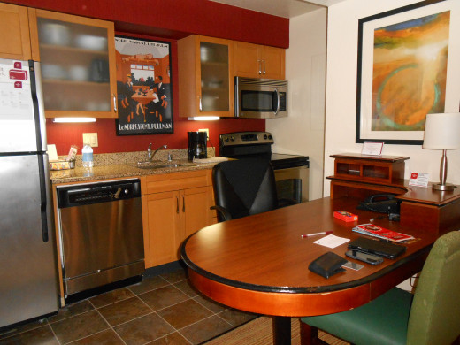 The suite's more than adequate kitchen/computer area.
