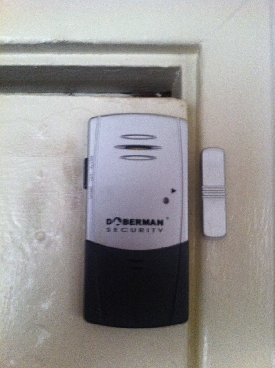 A door alarm that activates when the door is opened.