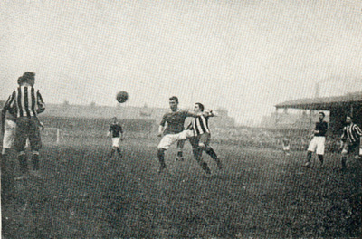 Action during Woolwich Arsenal's first FA Cup semi-final appearance. Newcastle won the 31 March, 1906, match by a score of 2-0.