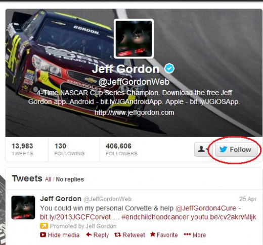 Home page of driver where you can follow them.