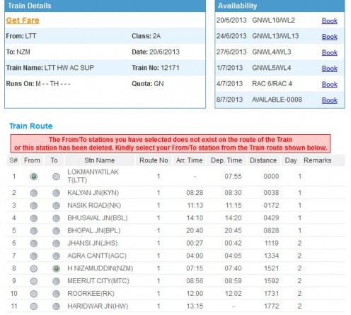 In this example on 8th of July 8 tickets are available