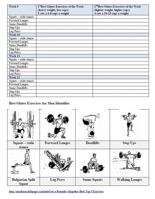 Best Glute Exercises For Men Workout Routine Free Printout