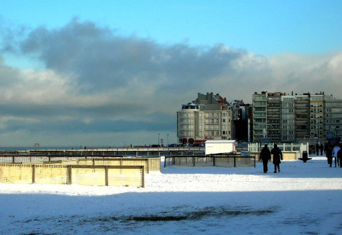 Knokke beach seen in winter