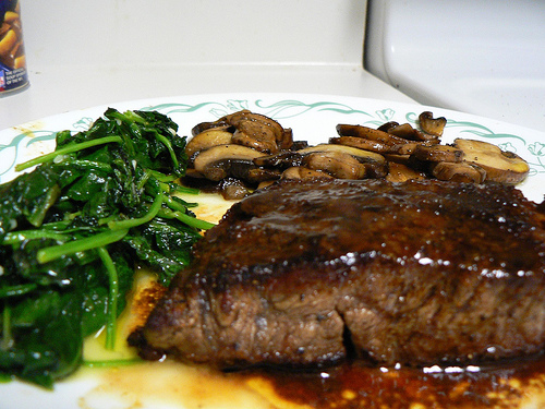 Steak and mushrooms make a nice entree.