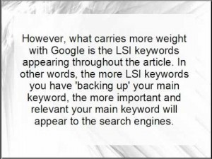 Use LSI keywords for content optimization for search engines