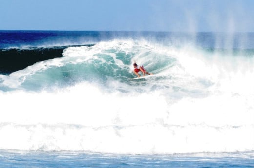 Surfing in Playa Negra, Costa Rica. 