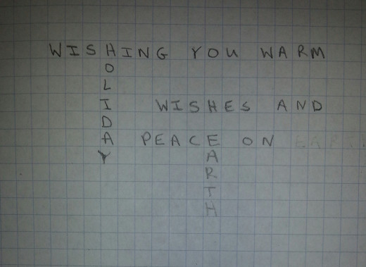 I penciled in my message on graph paper.
