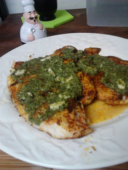 Finished. Serve Tilapia Fillets with a side of rice or pasta and a salad.