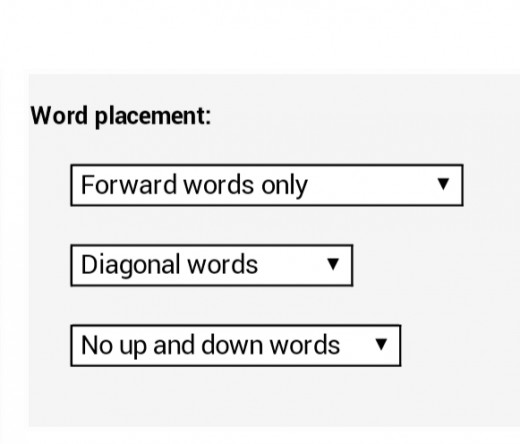 This is where you decide what directions you want your words to be in. You have the option of  placing them across, up, down diagonally or backwards.
