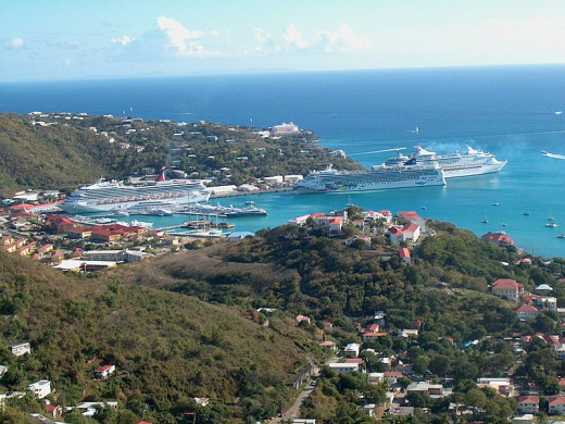 Cruise ships in Charlotte Amalie Harbor, Saint Thomas, U.S. Virgin Islands