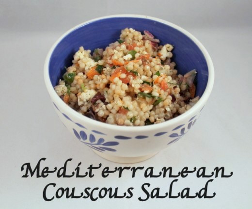 Mediterranean Couscous Primavera Salad Recipe with Feta, Olives, and ...