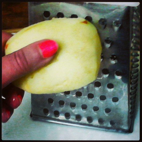Slice, Core and Shred Apples through cheese grater.