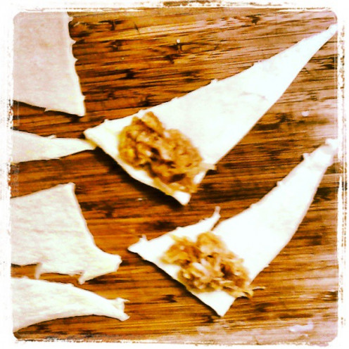 Ginger Apple filling on Crescent Roll dough.