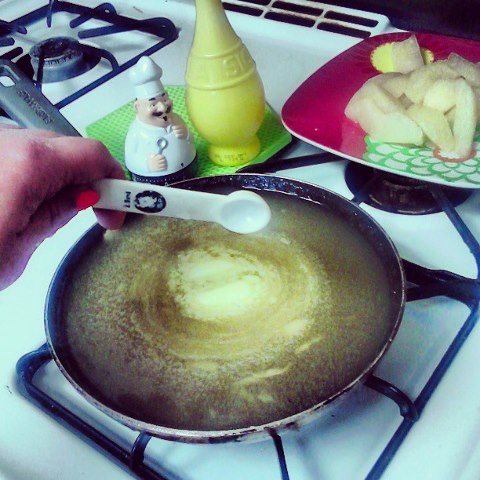 Turn Off Stove Heat and add Butter and Lemon Juice. Stir.