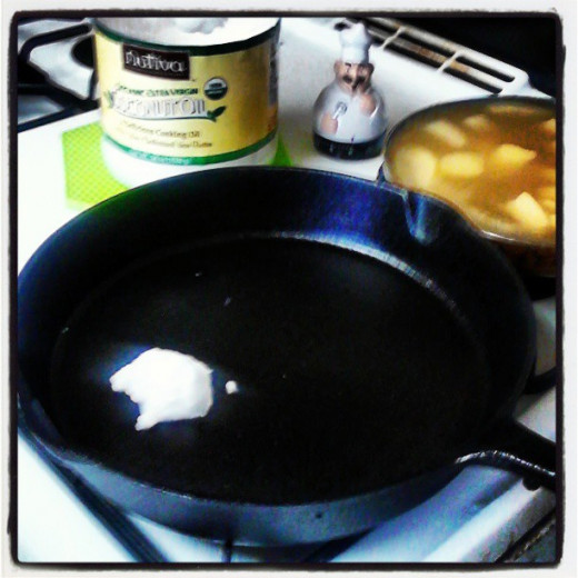 This is where you can opt to use 1 Tablespoon of Coconut Oil instead of Butter in your Skillet.