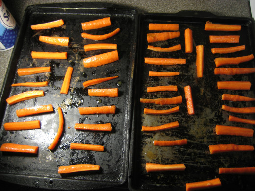 Put the fries in the baking pan
