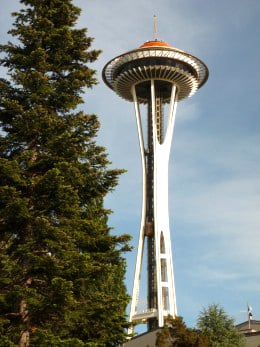 The Space Needle with its retro orange paint.