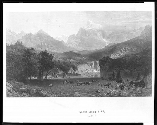 Native encampment on Yellowstone side of Rockies