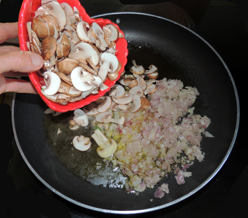 add mushrooms at the same time, and blend together