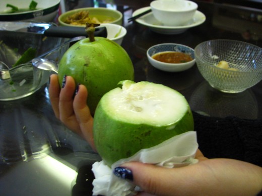 Vú Sữa, also known as Star Apple, is a Vietnamese fruit with a milky white flesh and sweet juice that resembles milk, which gives it the name.