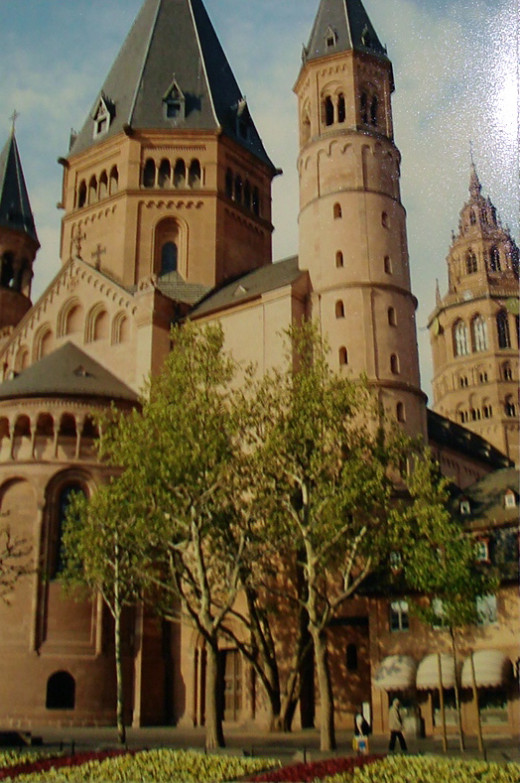 The Cathedral in Mainz, Germany. It is Opposite the Gutenberg Museum.
