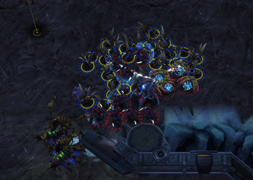 Surrounding your opponent is a must to maximize surface area so that more Zerglings are attacking.