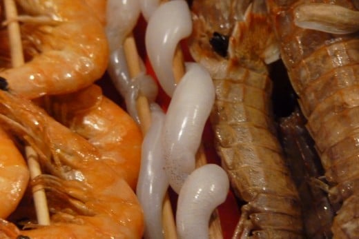 7 c) Snake (white spiral) for sale at The Wangfujing Night Food Market