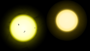 The Sun vs. Tau Ceti.  The Sun is slightly larger