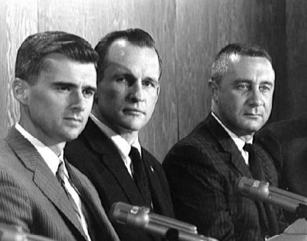 Apollo 1 Crew, from left to right: Roger B. Chaffee, Edward H. White II, Virgil "Gus" Grissom.