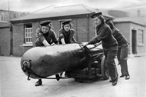 A vintage photo of women in action during World War 2.