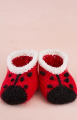 Sweet Lady Bug Booties Knitting Pattern