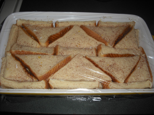 Wrap the dish tightly in plastic wrap, then place in the refrigerator over night, or for at least 2 hours.