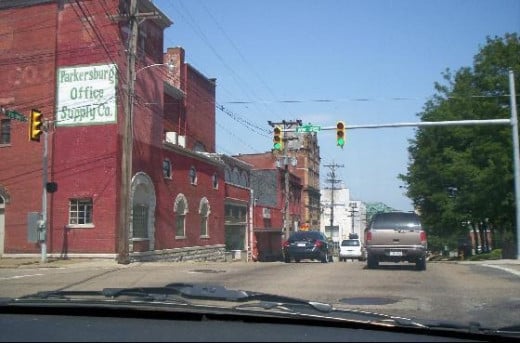 Driving through downtown Parkersburg
