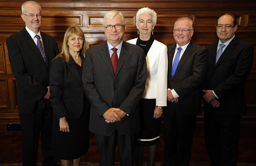 The Commissioners: (left to right) Mr Bob Atkinson AO APM, Professor Helen Milroy, Justice Peter McClellan AM (Chair), Justice Jennifer Coate, Mr Robert Fitzgerald AM and Mr Andrew Murray.