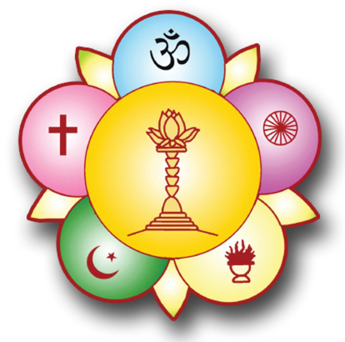 Una versión en color del logo Baba diseñado para representar la unidad de todos los credos.