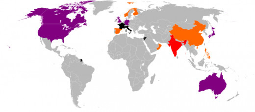  A Map that shows the global impacts the Terrorist Attacks in Mumbai Red= India Orange= Injuries Only Purple= Injuries and Deaths Black= Deaths