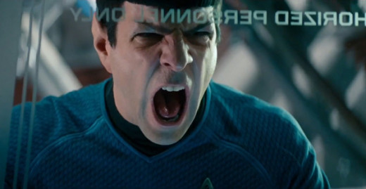 Spock shouting out Khan's name in anger.