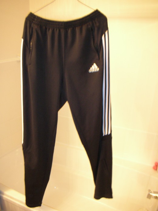 Addidas soccer warm-up bottom. You can do it all and be comfortable in these when you travel.